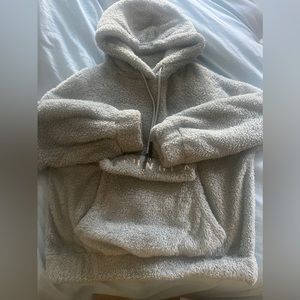 Youngla 538 Kangaroo Teddy Fleece Pull over Hoodie blue Size small